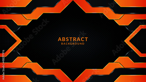 Abstract luxury glowing orange gradient color geometric shapes background premium vector.
