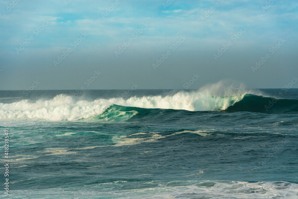 Rolling winter waves in Carmel Bay, Carmel-by-the-Sea, California.