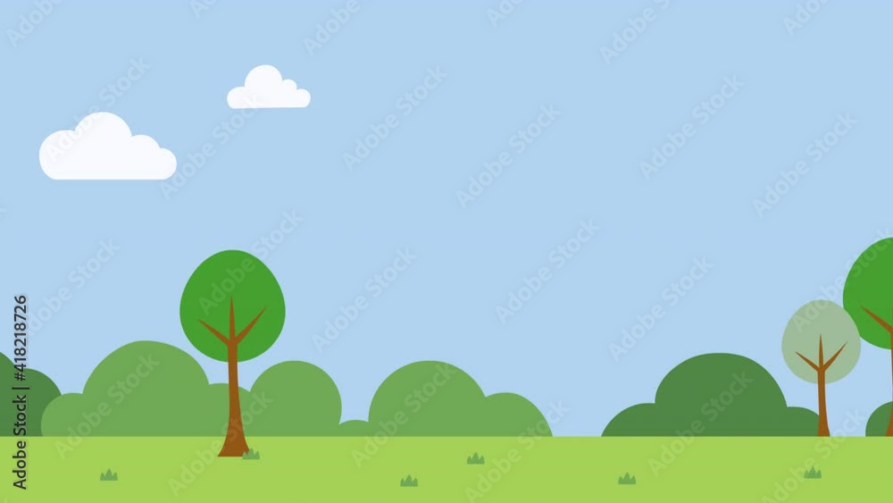 Drifting of clouds across the blue sky and trees in the forest