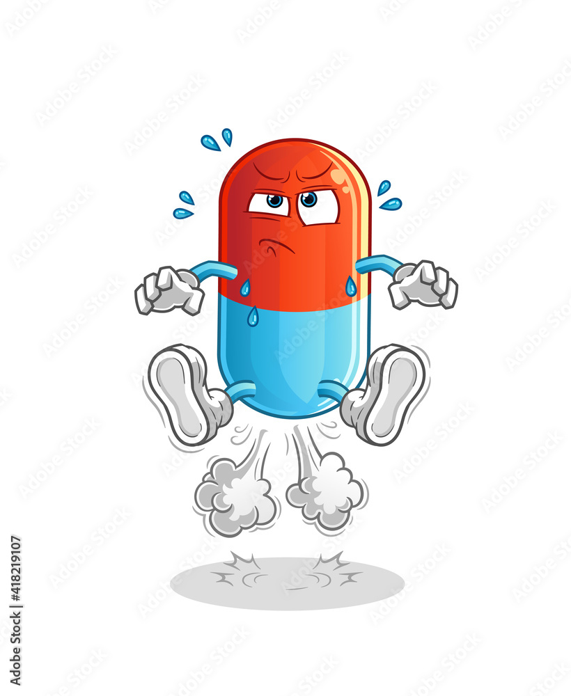 Fototapeta premium medicine fart jumping illustration. character vector