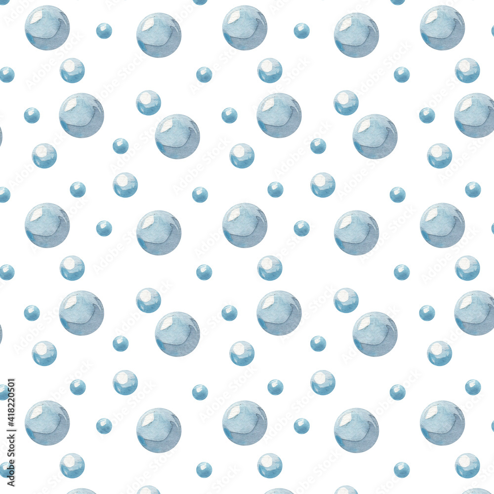 seamless pattern with blue watercolor bubbles seamless pattern with blue watercolor bubbles