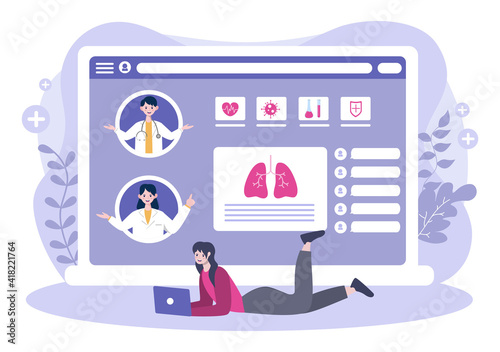 Online Healthcare and Medical Concept of Doctor Vector Illustration