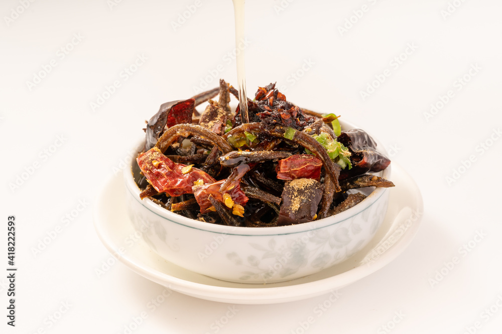 Fried small whitebait on pure white background Fried small whitebait on pure white background