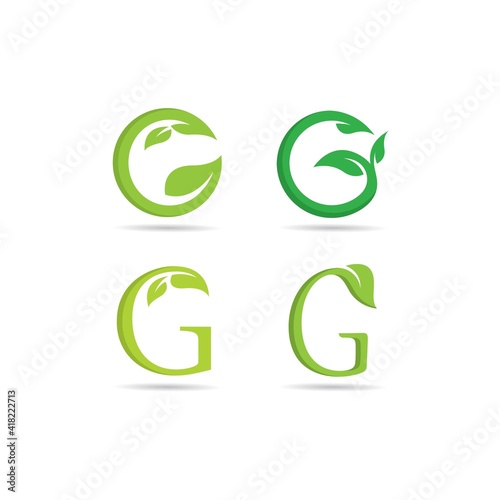 G eco green nature vector icon concept illustration