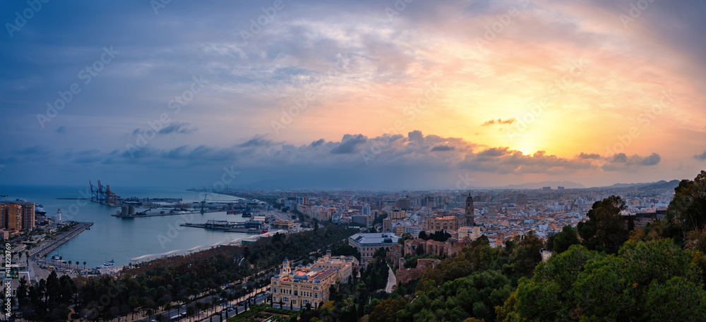 Panoramic view of Malaga city, south of Spain