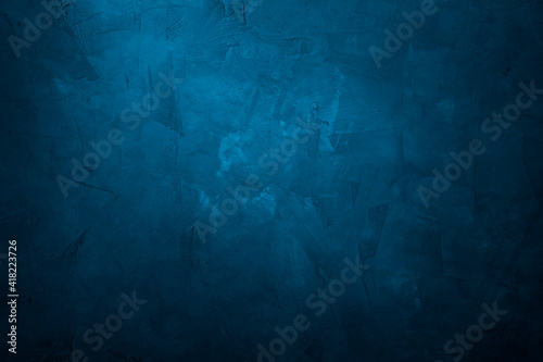 Empty old dark blue loft cement wall texture backgrounds