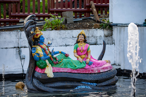 Statue of Vishnu, Hindu god, sacred crater lake Grand Bassin or Ganga Talao, Mauritius, Africa photo