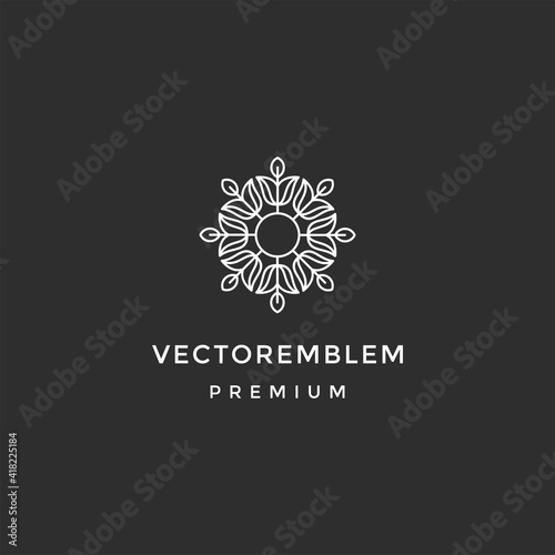 abstract flower logo. beauty care or fashion design template. Flower symbol. Vector illustration on black background