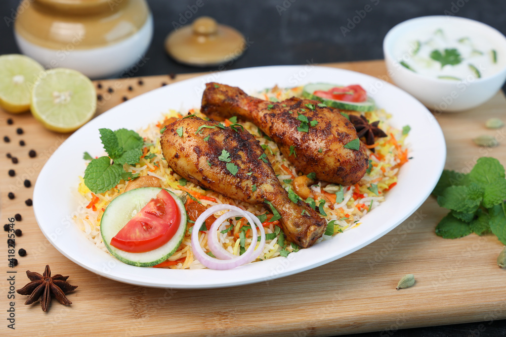 Chicken biryani Spicy Indian Malabar biryani Hyderabadi biryani, Dum Biriyani pulao Kerala India Sri Lanka Pakistan basmati rice mixed rice dish with meat curry Ramadan Kareem, Eid Chicken biryani Spicy Indian Malabar biryani Hyderabadi biryani, Dum Biriyani pulao Kerala India Sri Lanka Pakistan basmati rice mixed rice dish with meat curry Ramadan Kareem, Eid