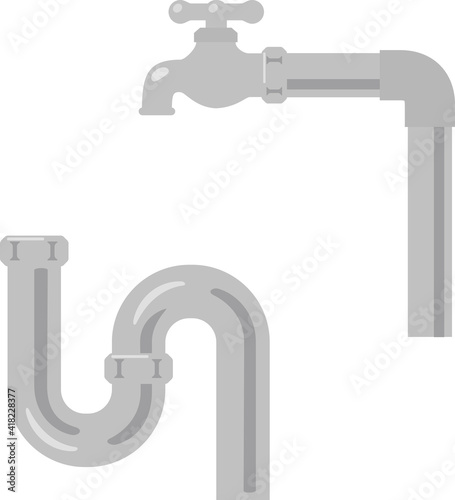 蛇口と排水トラップ、水道管