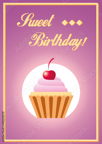 Sweet Birthday card with cupcake_01