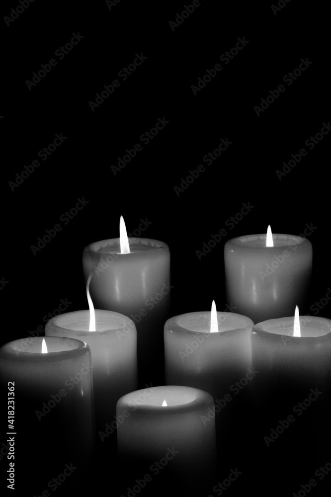 Burning white Candles