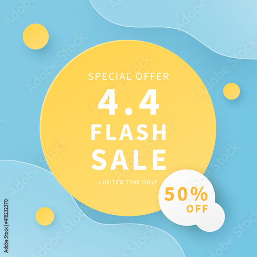 4.4 sale discount banner promotion. Trendy design template for advertisement, social media, business, fashion ads, etc. Vector illustration.