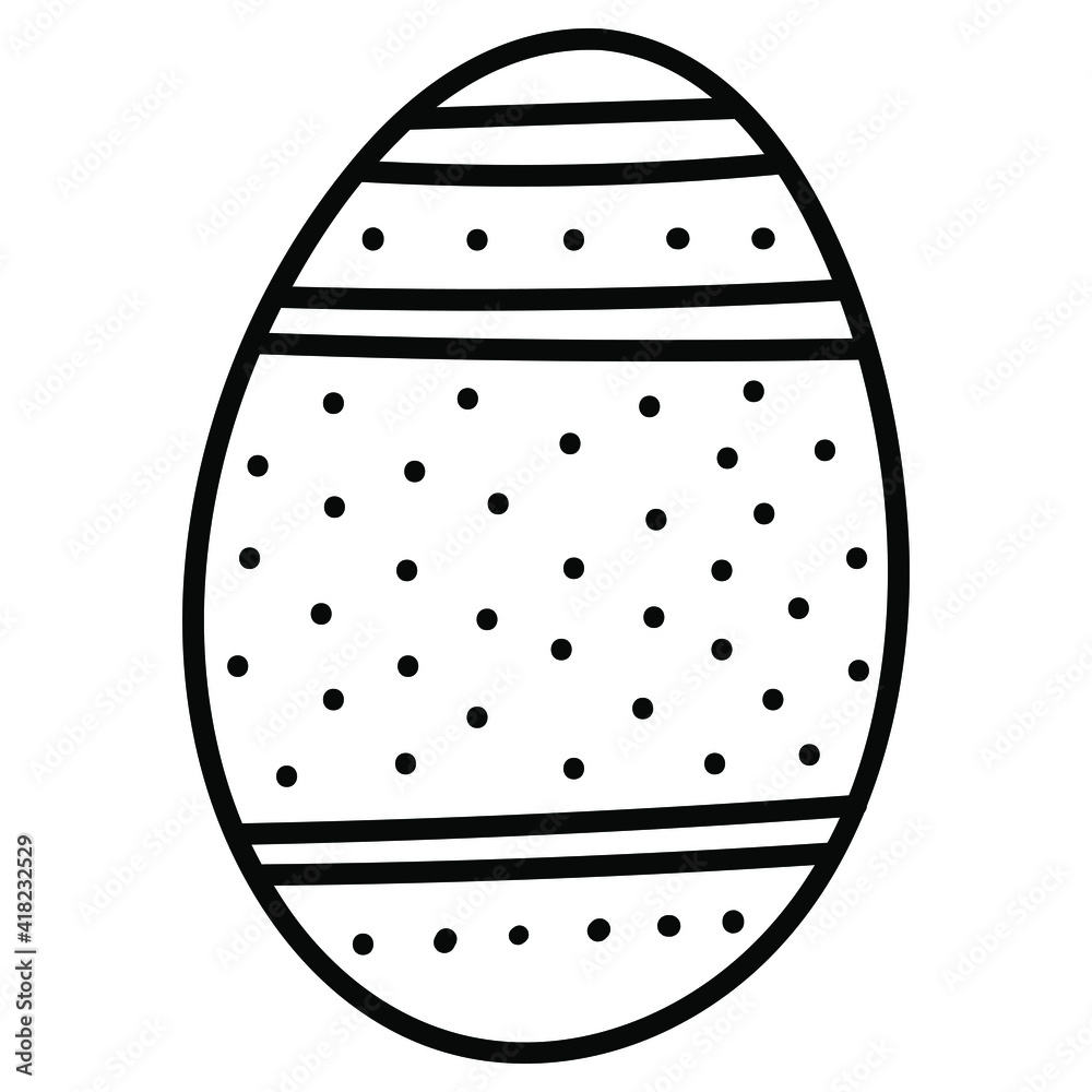 Easter egg hand drawn icon, Decorative doodle egg with dot pattern ,Vector illustration. Easter egg hand drawn icon, Decorative doodle egg with dot pattern ,Vector illustration.