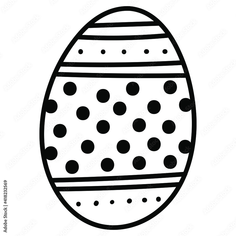 Easter egg hand drawn icon, Decorative doodle egg with dot and circle pattern ,Vector illustration. Easter egg hand drawn icon, Decorative doodle egg with dot and circle pattern ,Vector illustration.