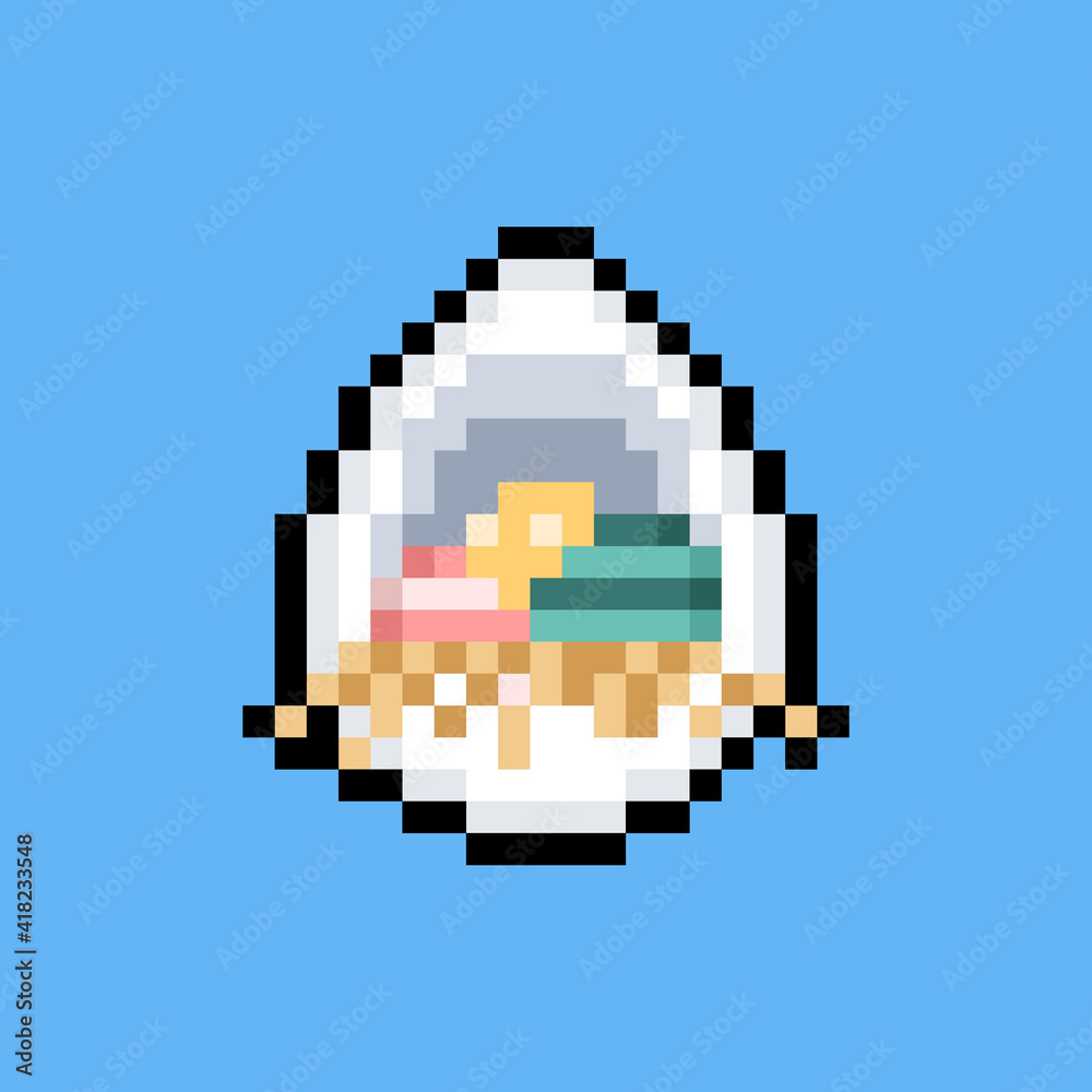 Pixel art cartoon easter eggs in the big egg. Pixel art cartoon easter eggs in the big egg.