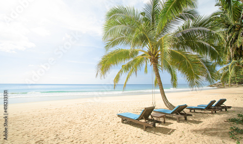 Summer beach background on tropical island.