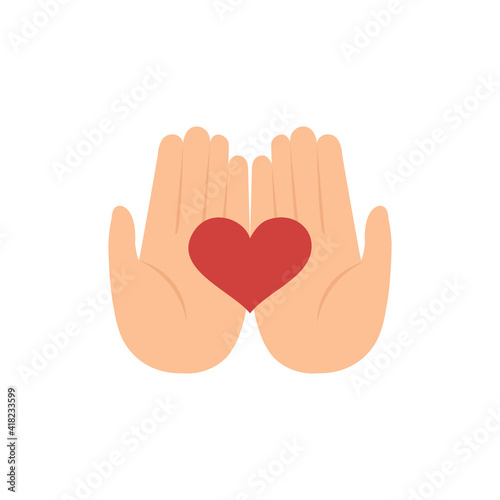 heart in hands, hands holding red heart concept. 