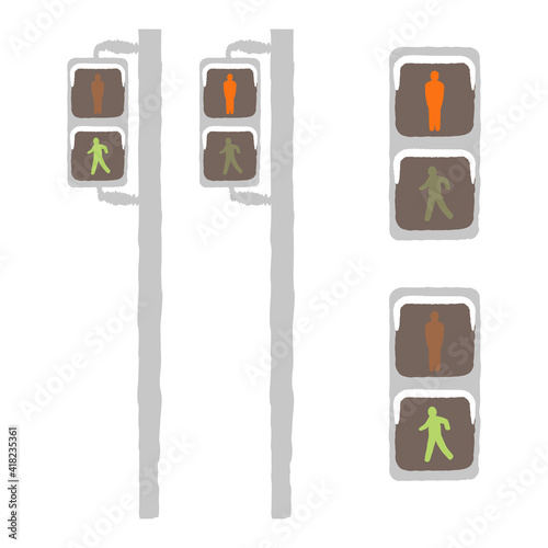 illustration of traffic light with rough brush