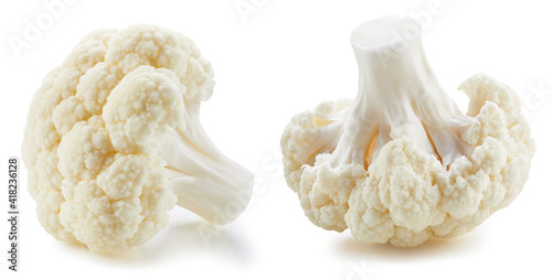 Organic fresh cauliflower isolated on white