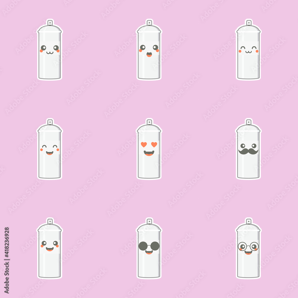 cute and kawaii spray paint cartoon character. spray paint character with happy expression in flat style. can use for mascot, emoji, emoticon, logo cute and kawaii spray paint cartoon character. spray paint character with happy expression in flat style. can use for mascot, emoji, emoticon, logo