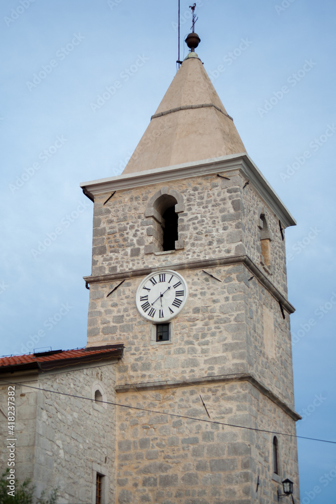 The bell tower of the Parish Church of St. Filip i Jakov, Old town Grobnik
