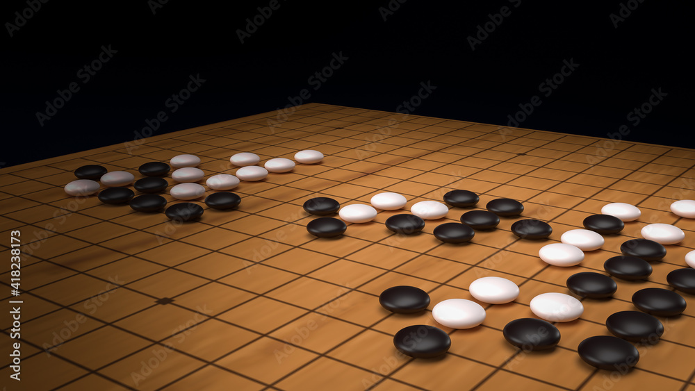 Go abstract strategy board game for two players image 3d rendering. Go abstract strategy board game for two players image 3d rendering.