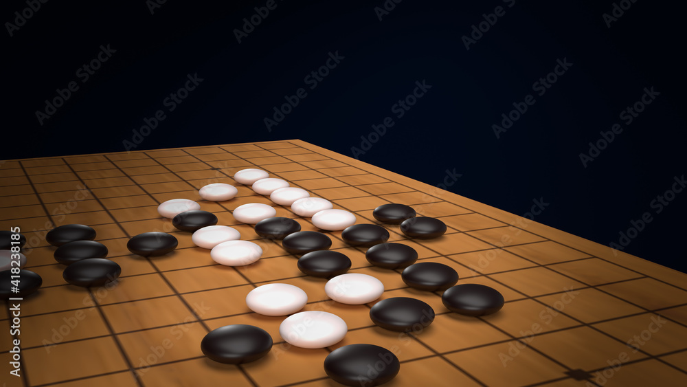 Go abstract strategy board game for two players image 3d rendering. Go abstract strategy board game for two players image 3d rendering.