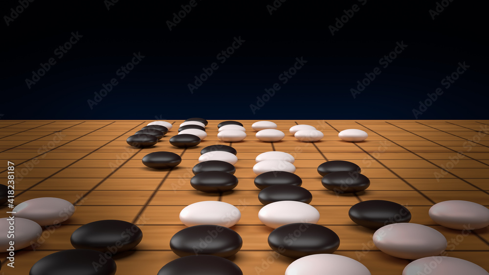 Go abstract strategy board game for two players image 3d rendering. Go abstract strategy board game for two players image 3d rendering.