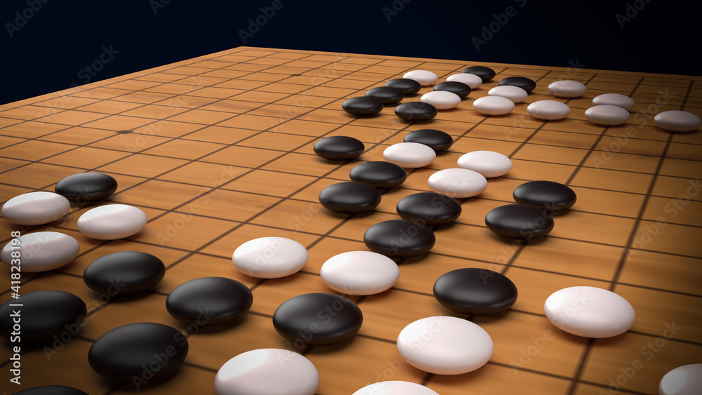 Go abstract strategy board game for two players image 3d rendering. Go abstract strategy board game for two players image 3d rendering.