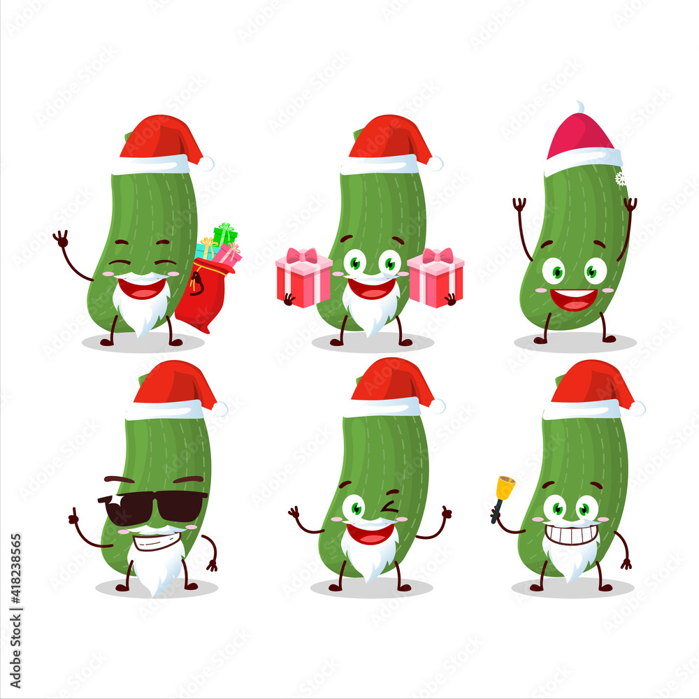 Santa Claus emoticons with zucchini cartoon character
