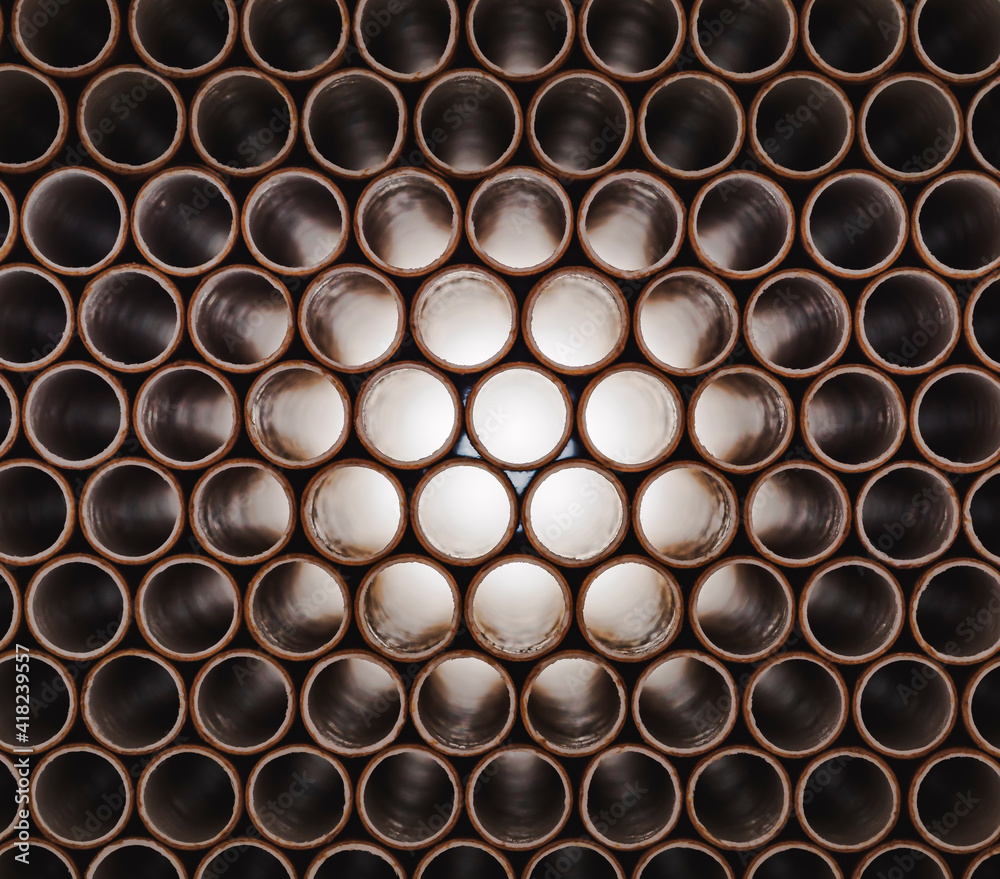 close-up of pipe end, paper straws end, background close-up of pipe end, paper straws end, background