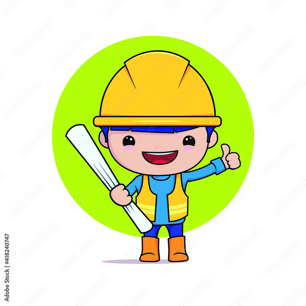 illustration graphic vector of construction worker engineer with building plan ,best for illustration poster etc illustration graphic vector of construction worker engineer with building plan ,best for illustration poster etc