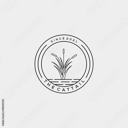 minimalist cattails reed logo vector illustration design