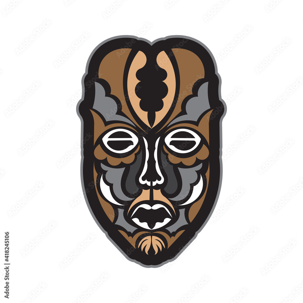 Samoan style mask. Polynesian style tiki. Isolated. Vector Samoan style mask. Polynesian style tiki. Isolated. Vector