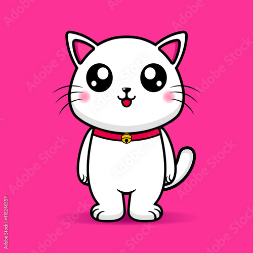 cute cat illustration design  maskot kawaii