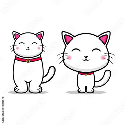 cute 2 cat caricature design mascot kawaii