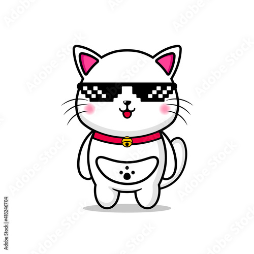 cute cool cat design mascot kawaii