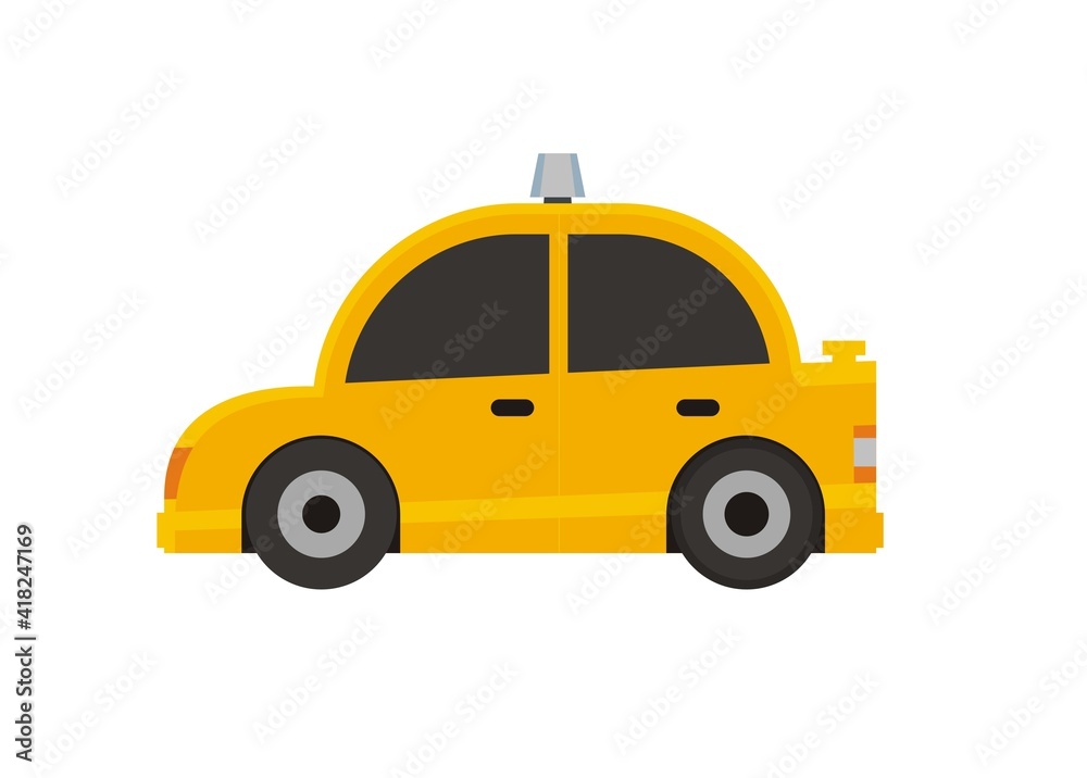 Yellow taxi car. Simple flat illustration.