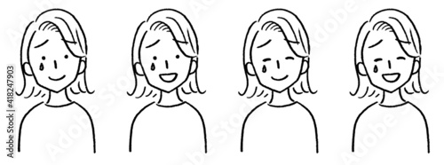 女性 バストアップ 顔バリエーション 悲しい