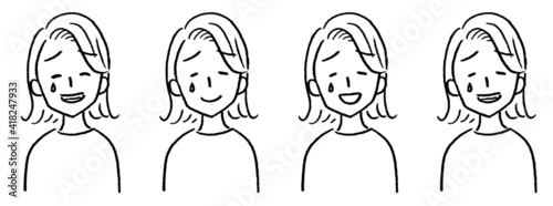 女性 バストアップ 顔バリエーション 悲しい