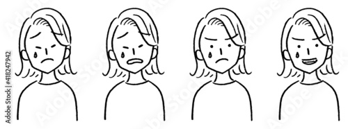 女性 バストアップ 顔バリエーション 悲しい