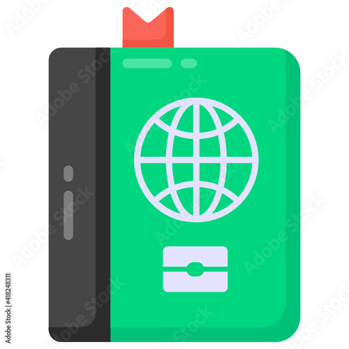 
Passport in flat icon, traveling permit 

