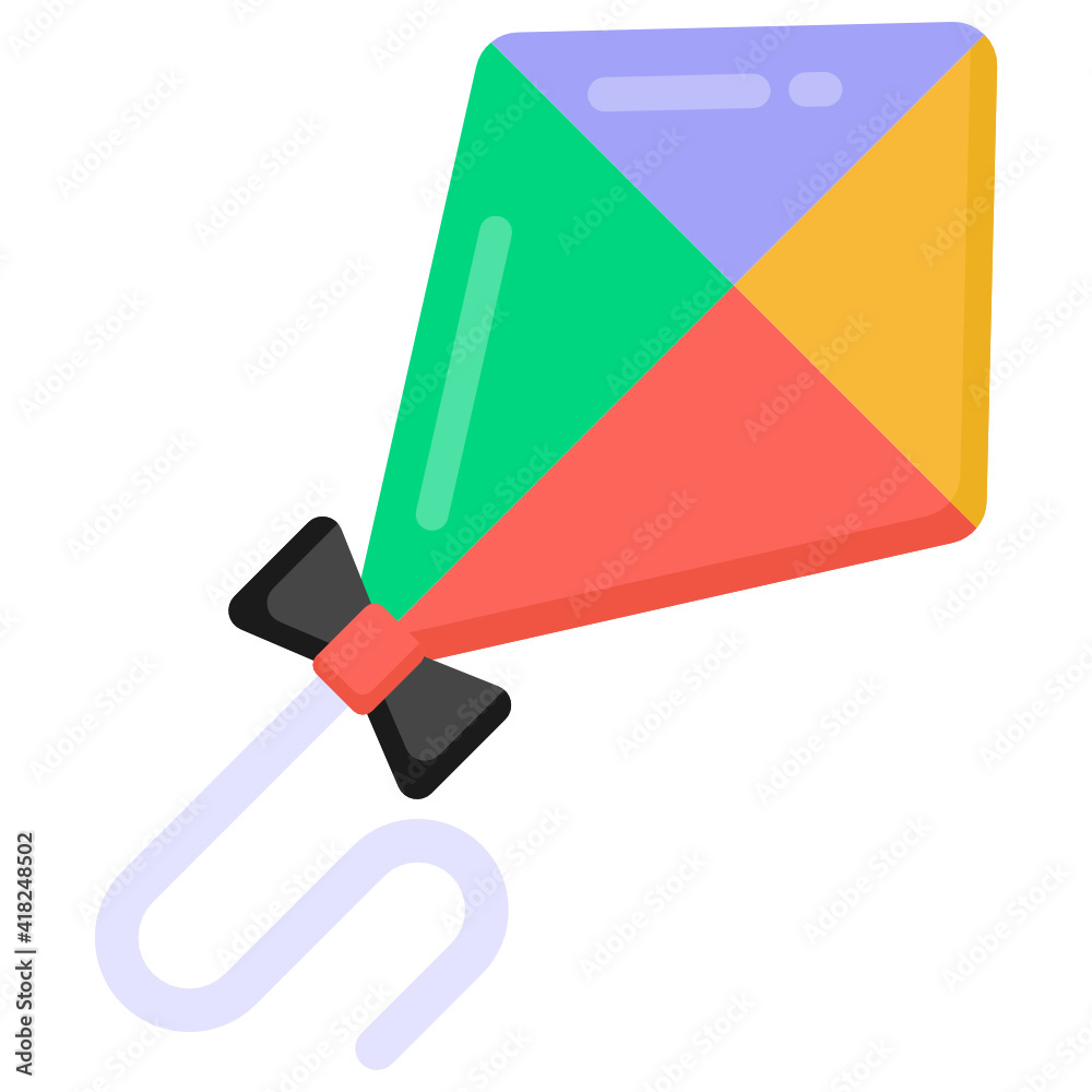 Kite in flat style icon, editable vector Kite in flat style icon, editable vector