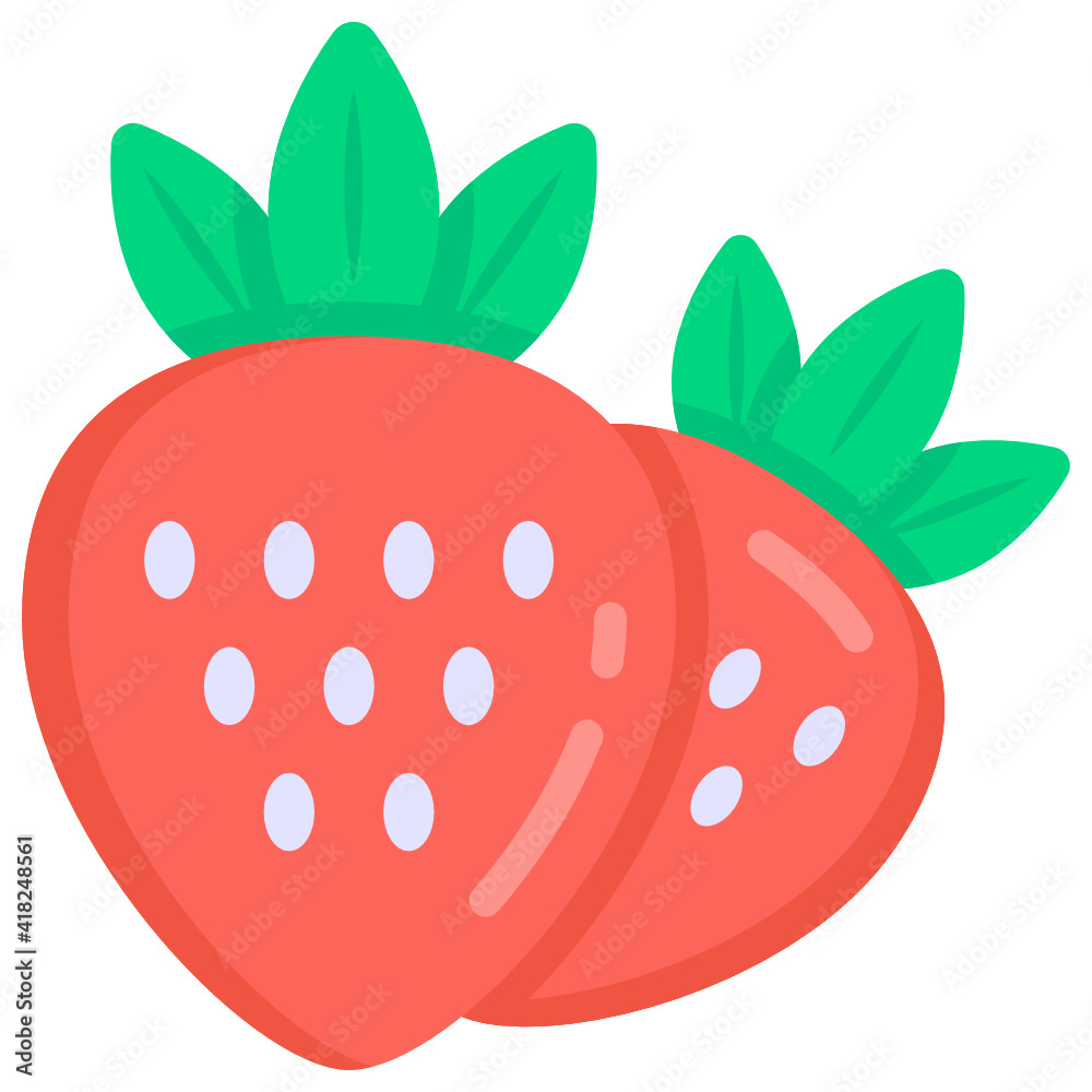 Strawberries flat style icon, healthy and organic food
Strawberries flat style icon, healthy and organic food