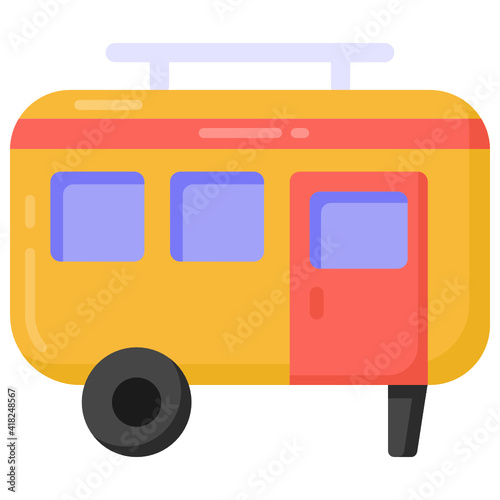 
Flat style icon of caravan, vanity van 

