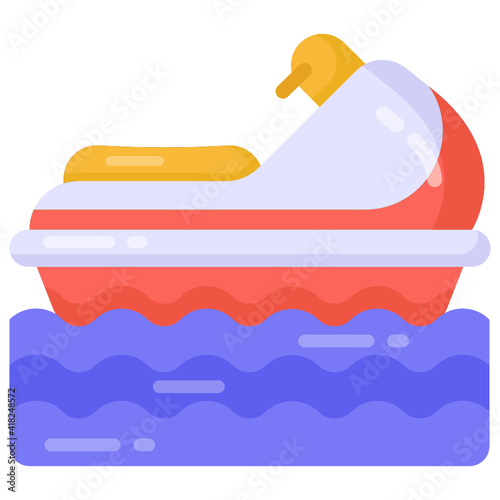 
Scooter boat is a sea vehicle, flat vector 


