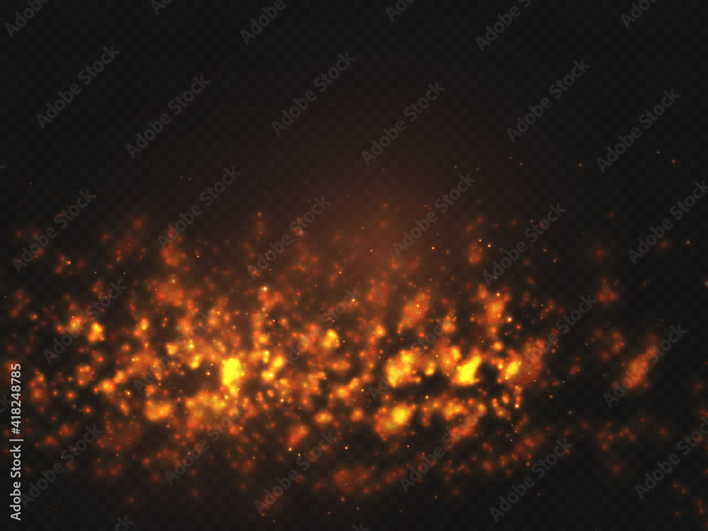 The dust sparks and golden stars shine with special light. Vector sparkles on a transparent background. Christmas light effect. Sparkling magical dust particles. The dust sparks and golden stars shine with special light. Vector sparkles on a transparent background. Christmas light effect. Sparkling magical dust particles.