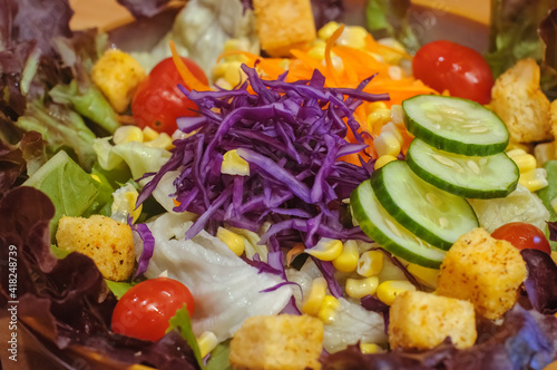 Mixed fresh vegetable salad, clean food concept with selective focus