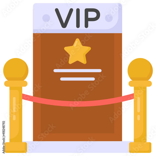 
Star on card denoting flat icon of vip pass 

